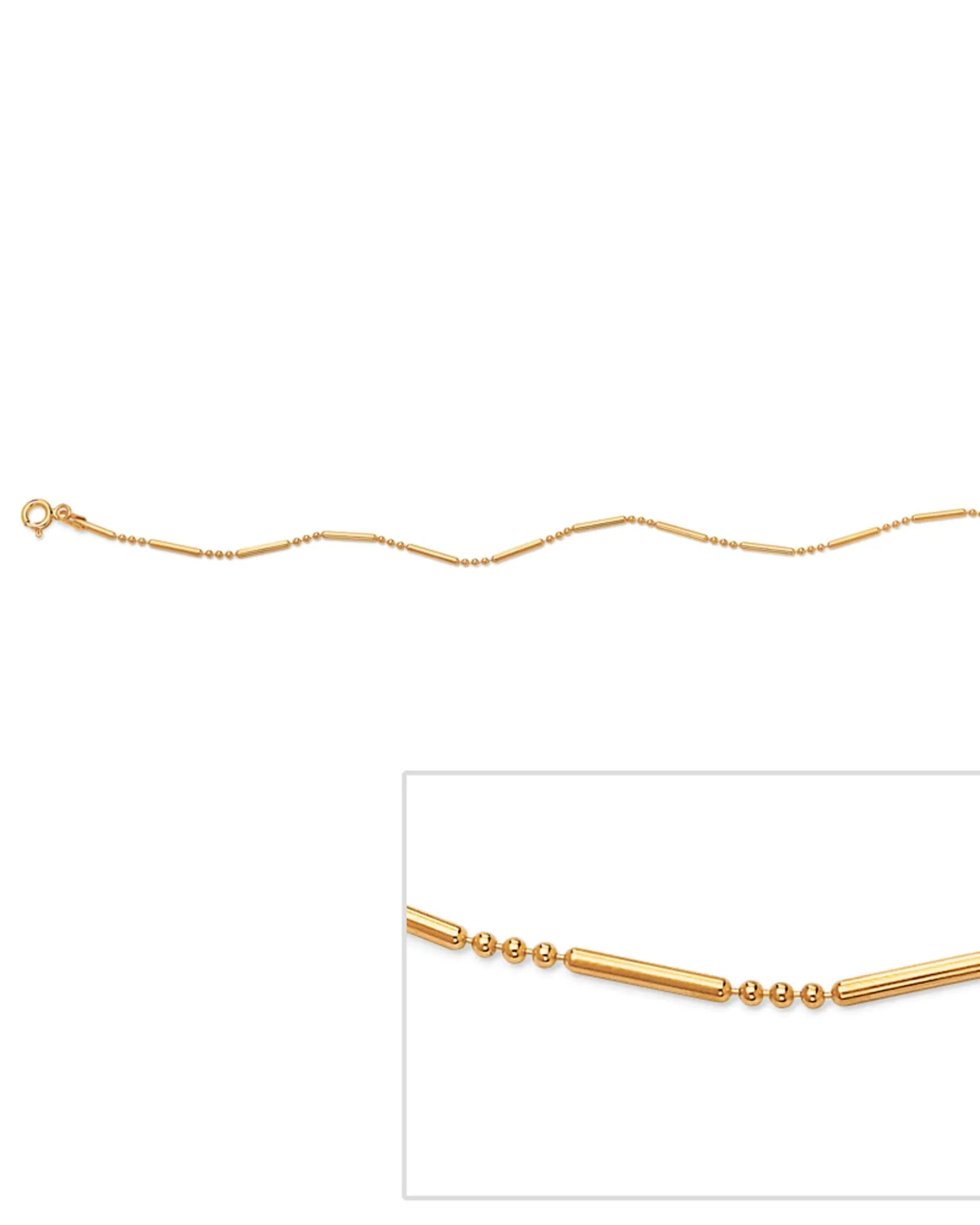 18k Yellow Gold-plated Sterling Silver Bar and Bead Link Ankle Bracelet 11" | Yellow