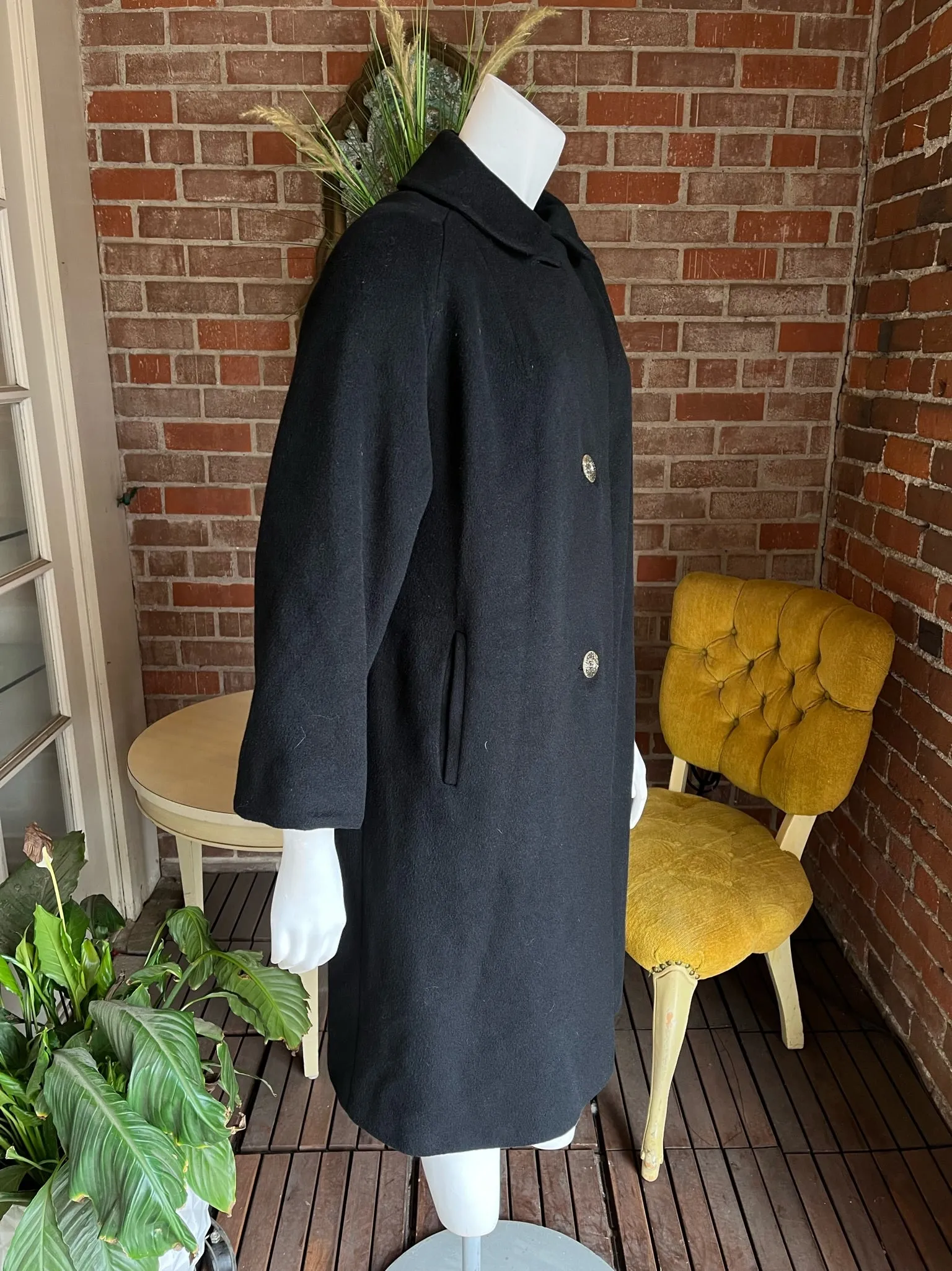 1950s Black Cashmere Long Coat