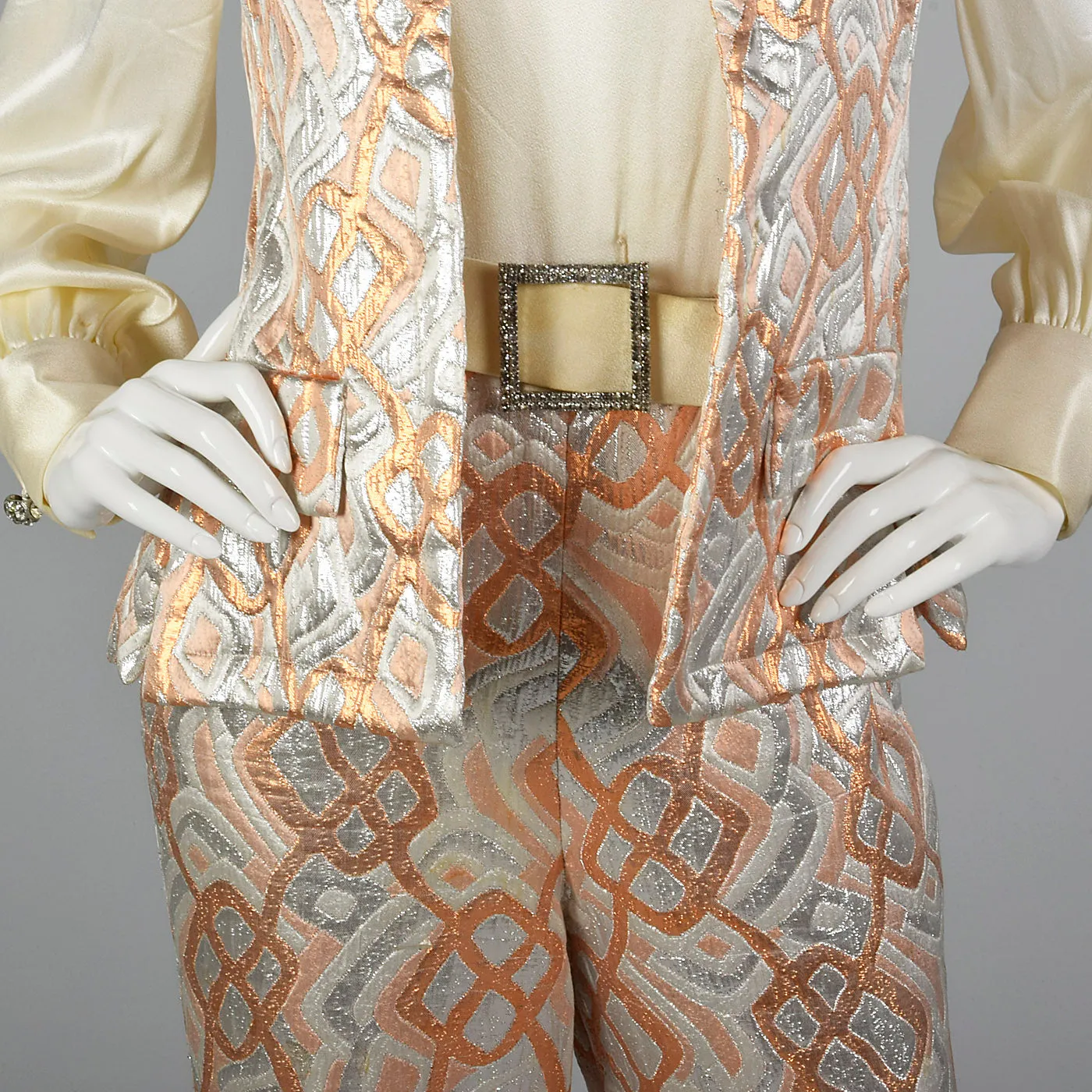 1970s Malcolm Starr Metallic Brocade Jumpsuit