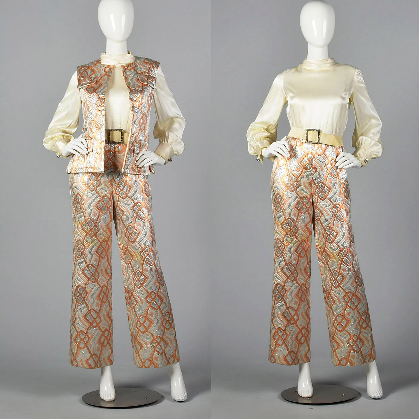 1970s Malcolm Starr Metallic Brocade Jumpsuit