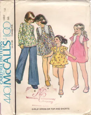 1970's McCall's Child's Yoked Blouse or Dress and Shorts Pattern - Chest 30" - No. 4401