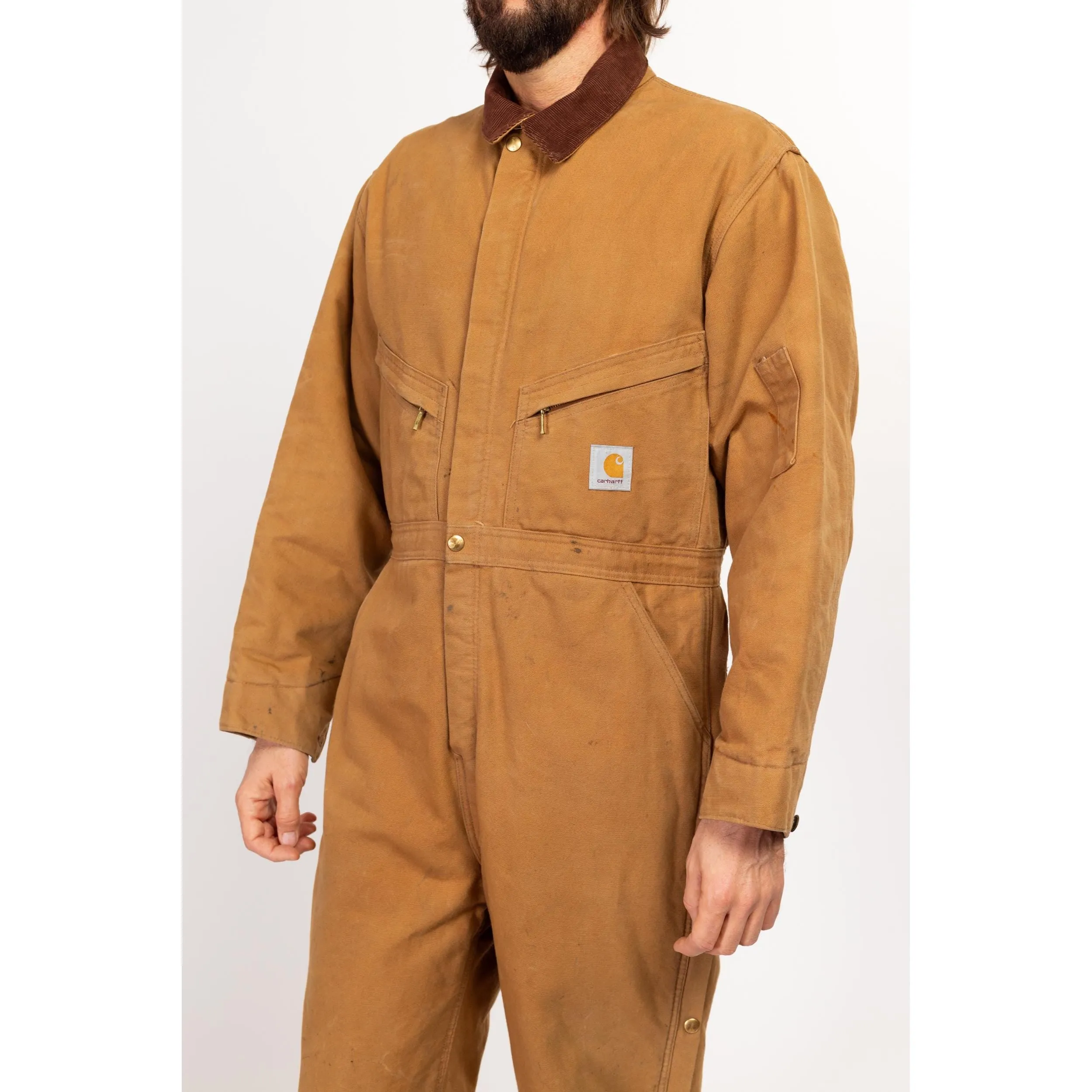 44S 90s Carhartt Tan Union Made In USA Insulated Coveralls