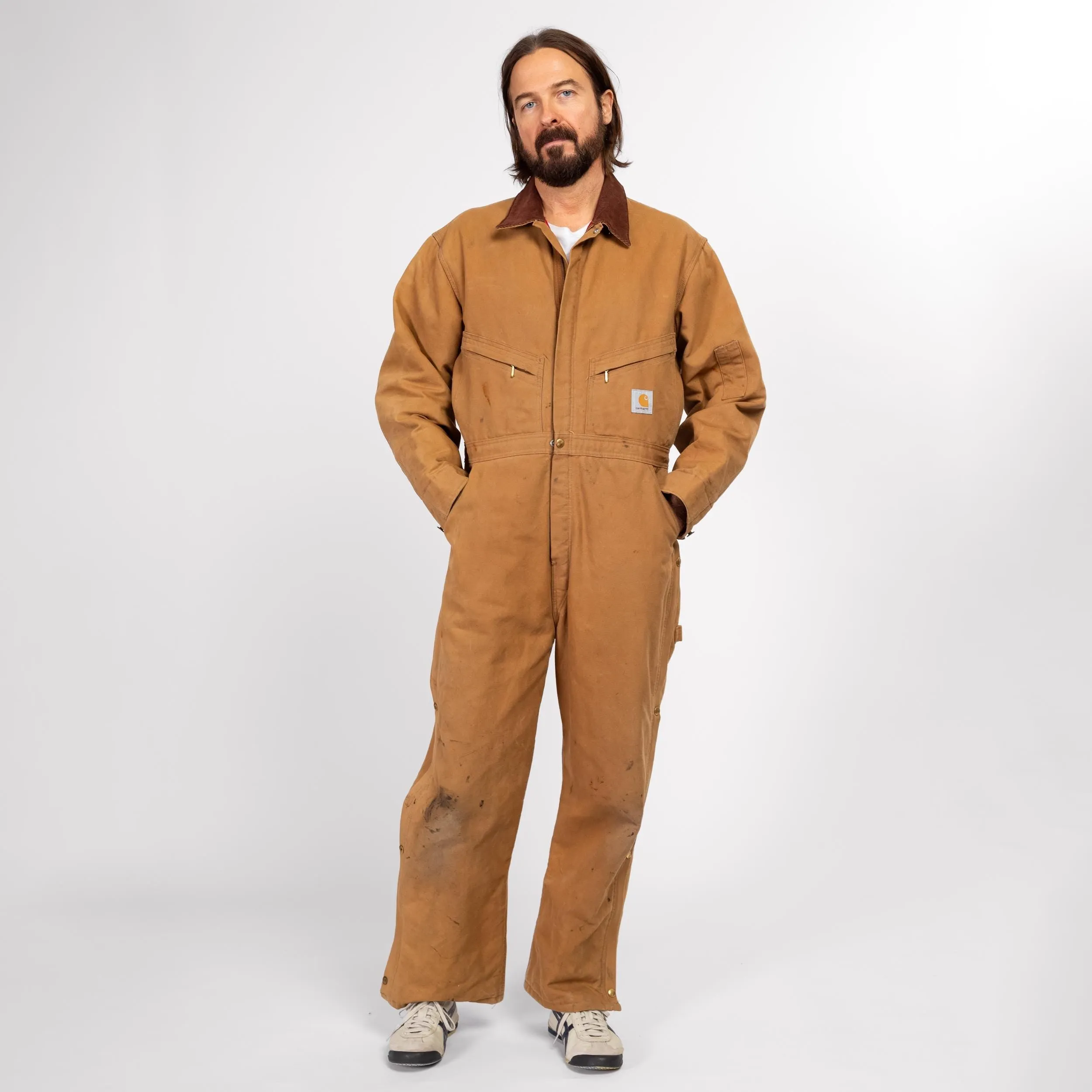 44S 90s Carhartt Tan Union Made In USA Insulated Coveralls