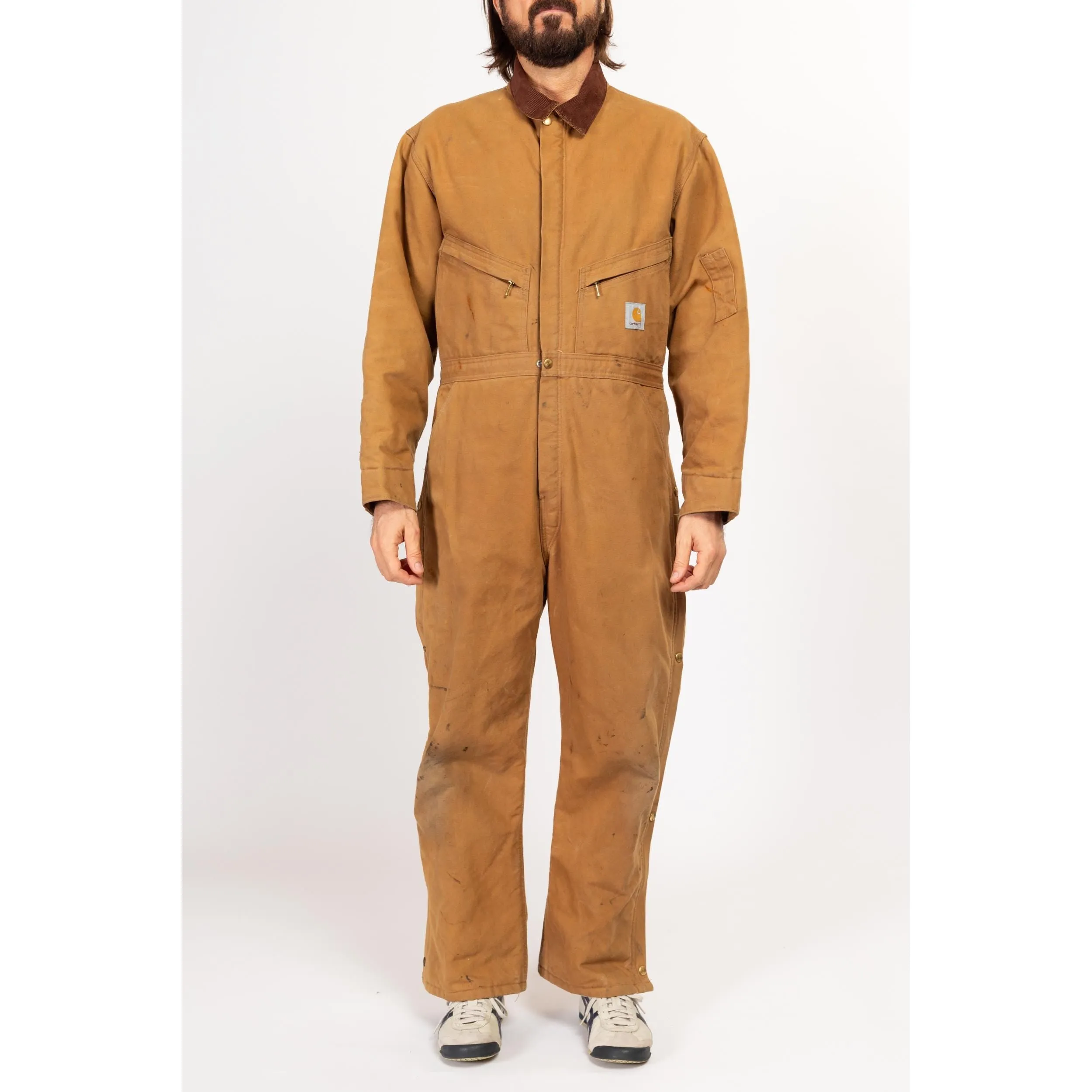 44S 90s Carhartt Tan Union Made In USA Insulated Coveralls