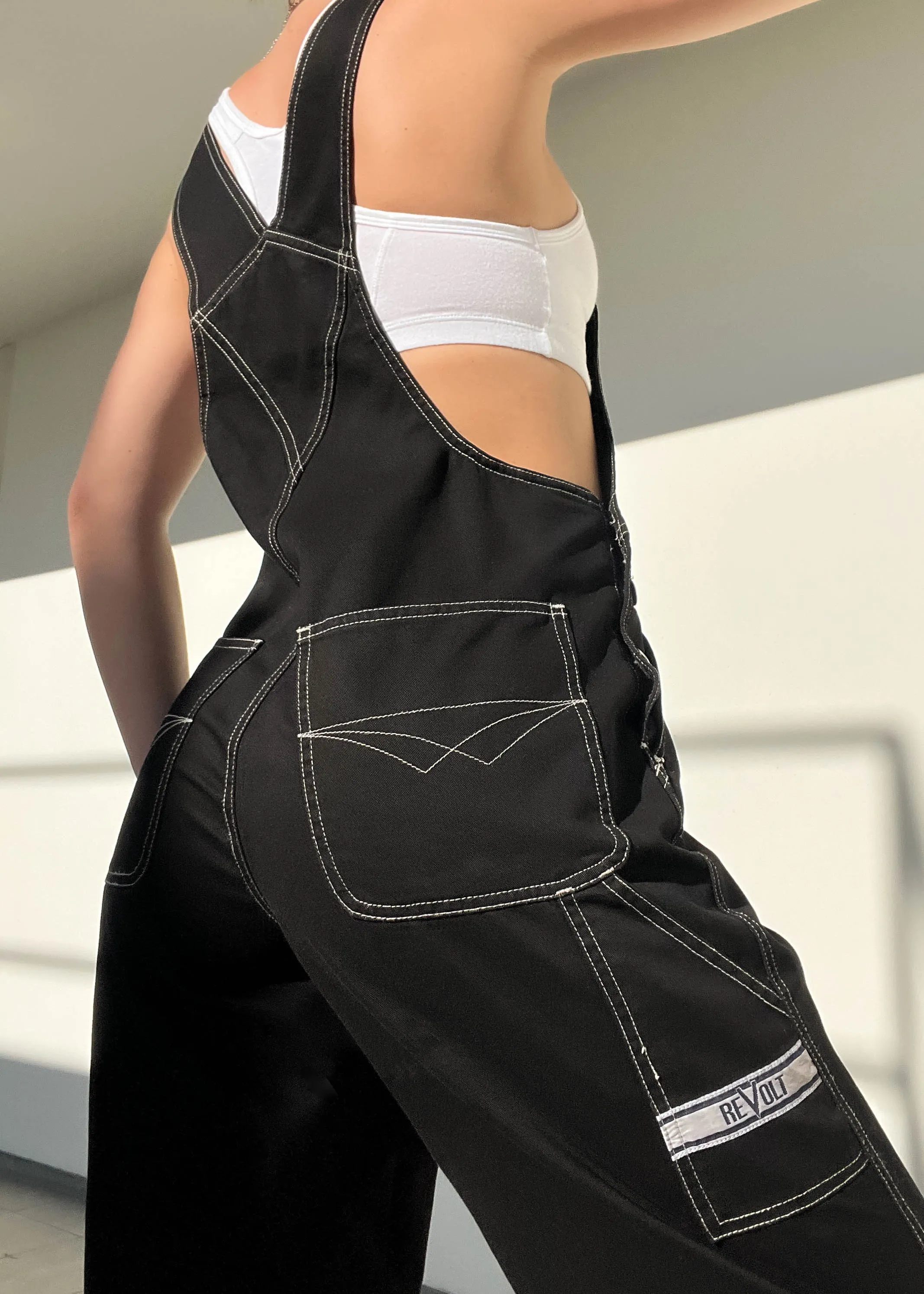 90's Black Revolt Overalls (S-M)