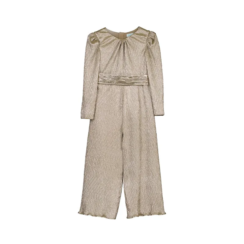 ABE Tween Gold Metallic Crinkle Jumpsuit