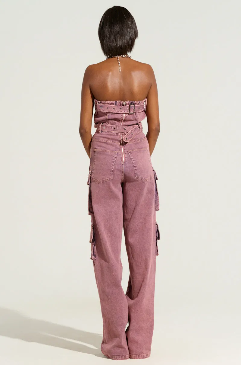 ACID WASHED DENIM JUMPSUIT