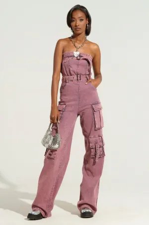 ACID WASHED DENIM JUMPSUIT