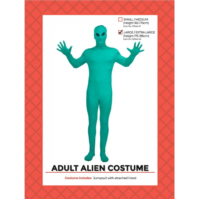 Adult Green Alien Jumpsuit Costume - L/XL