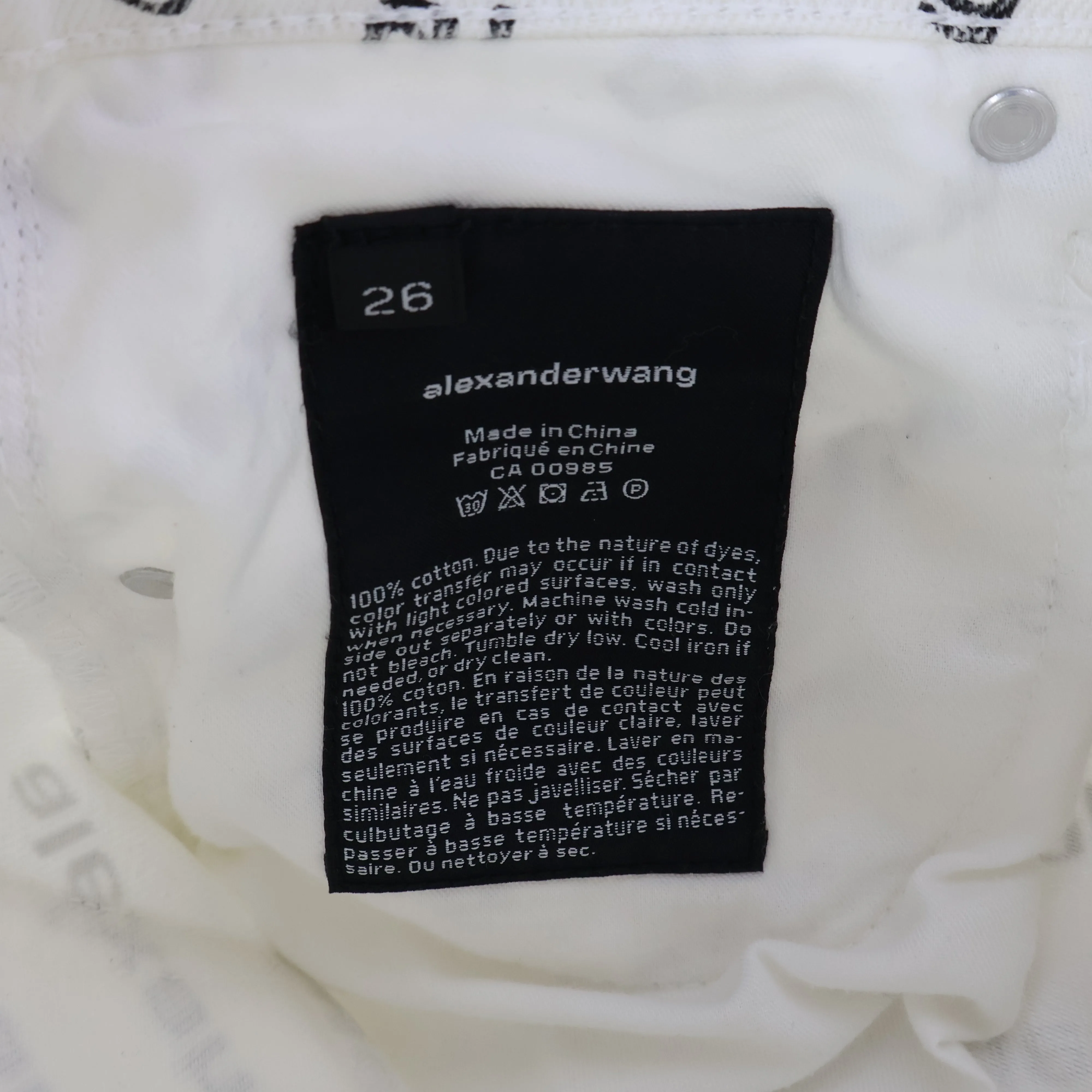 Alexander Wang Pants Denim White Print Logo