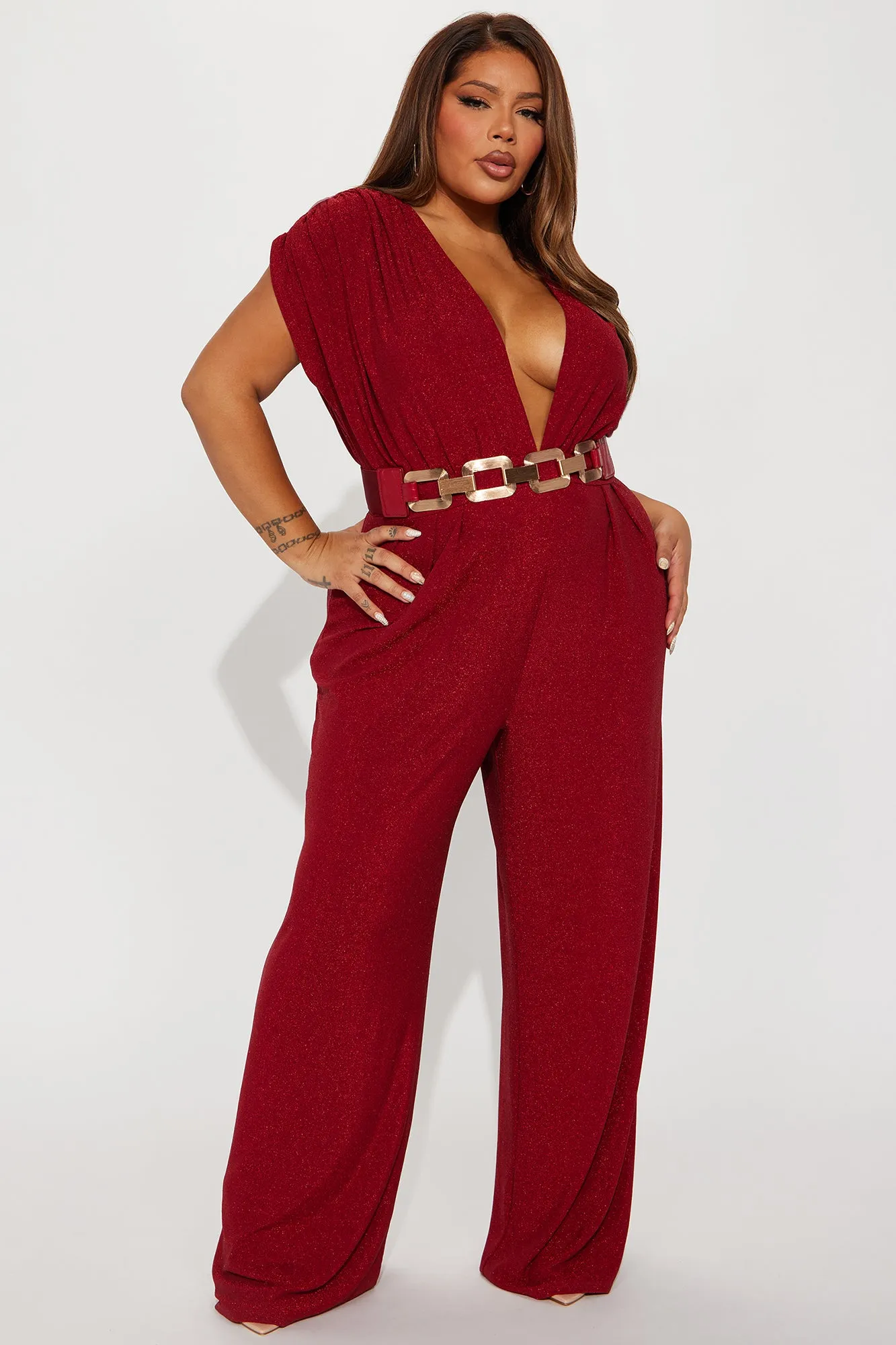 All That Sparkles Jumpsuit - Wine