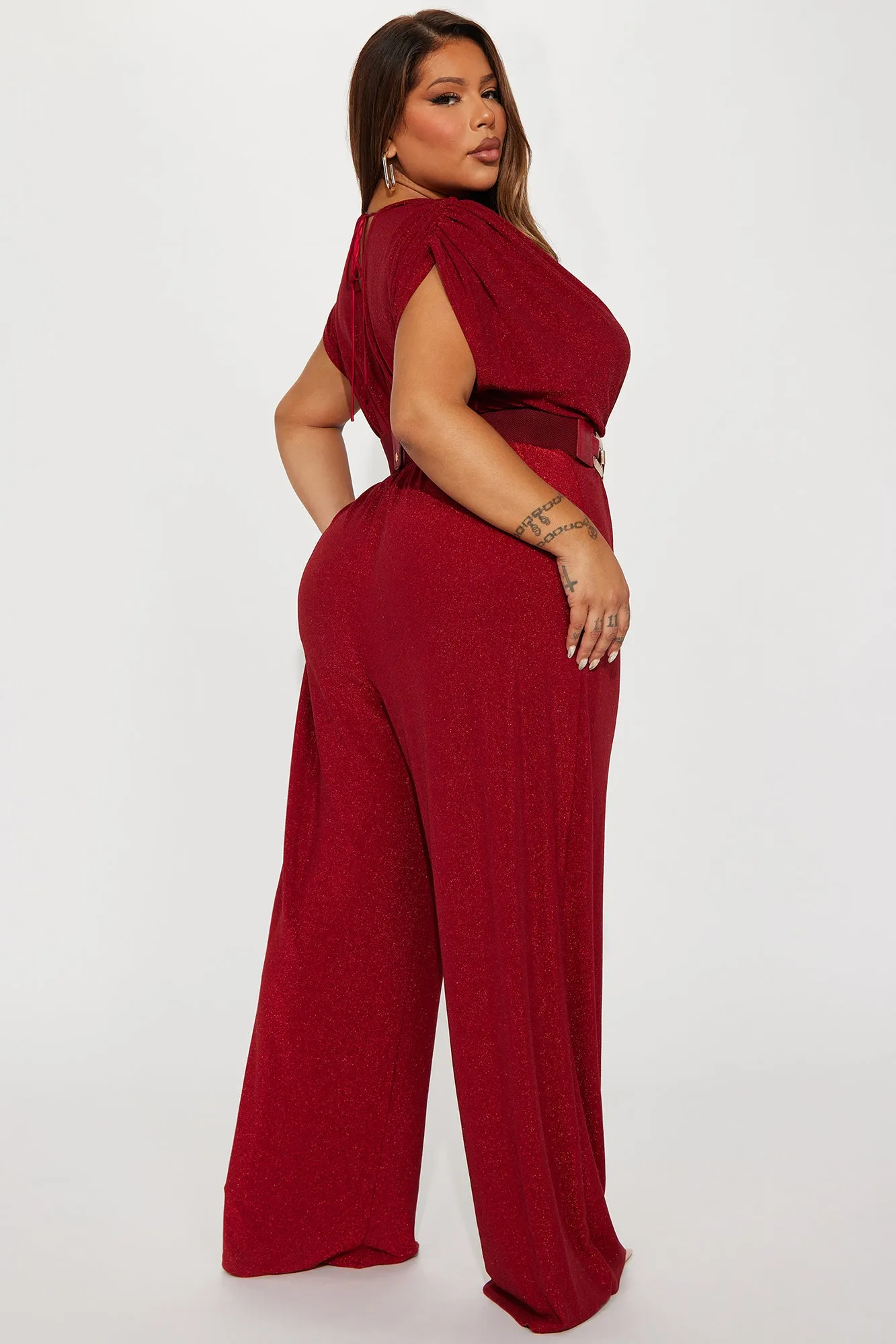 All That Sparkles Jumpsuit - Wine