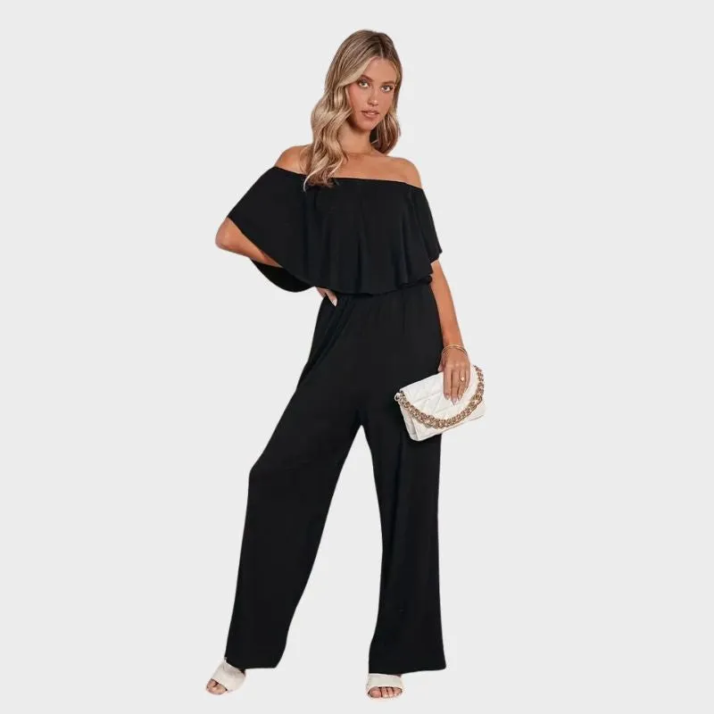 Alva - Chic jumpsuit med vida ben utan axlar