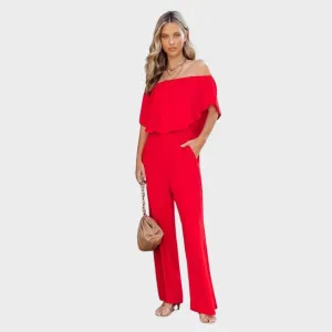 Alva - Chic jumpsuit med vida ben utan axlar