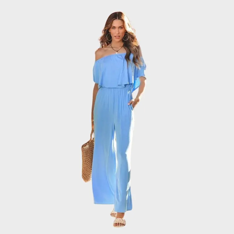 Alva - Chic jumpsuit med vida ben utan axlar