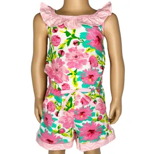 AnnLoren Girls Jumpsuit Shabby Chic Floral Summer Romper