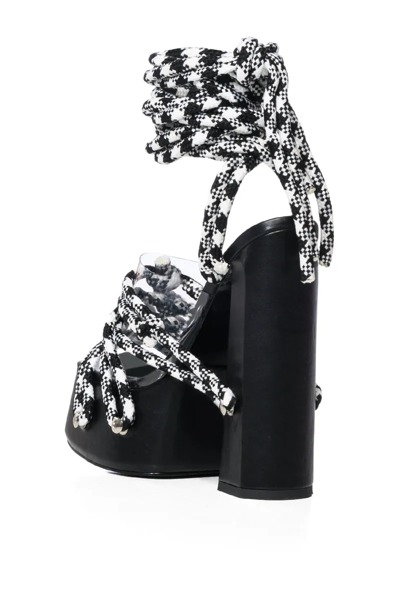 AZALEA WANG CREEPER ROPE DECOR PLATFORM SANDAL IN BLACK