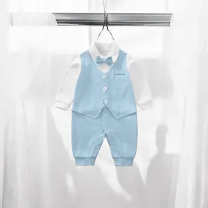 Baby Boy One-Piece Adorable Baby Blue Gentleman Jumpsuit