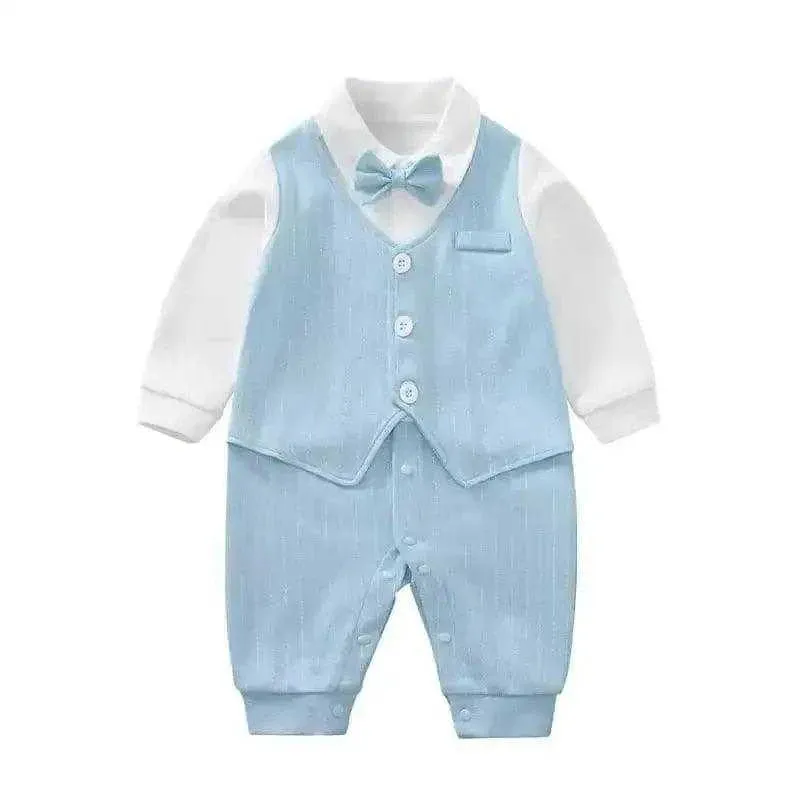 Baby Boy One-Piece Adorable Baby Blue Gentleman Jumpsuit