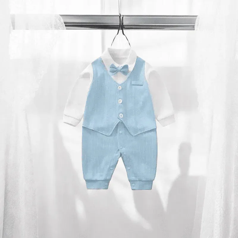 Baby Boy One-Piece Adorable Baby Blue Gentleman Jumpsuit