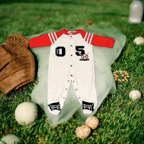 Baby Boy One-Piece Baseball MVP Cotton Footed Jumpsuit