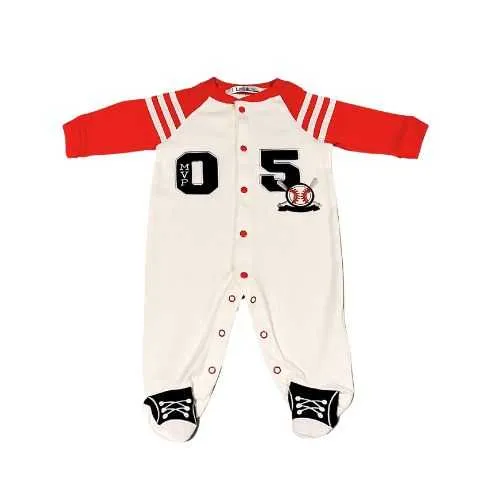 Baby Boy One-Piece Baseball MVP Cotton Footed Jumpsuit