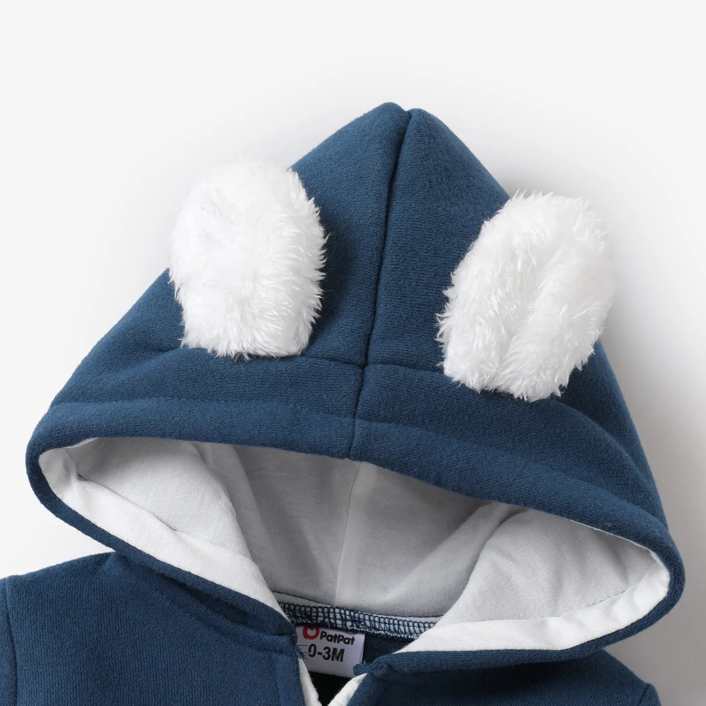 Baby Boy/Girl Cloud Design Thermal Fleece Lined Hooded Zipper Jumpsuit