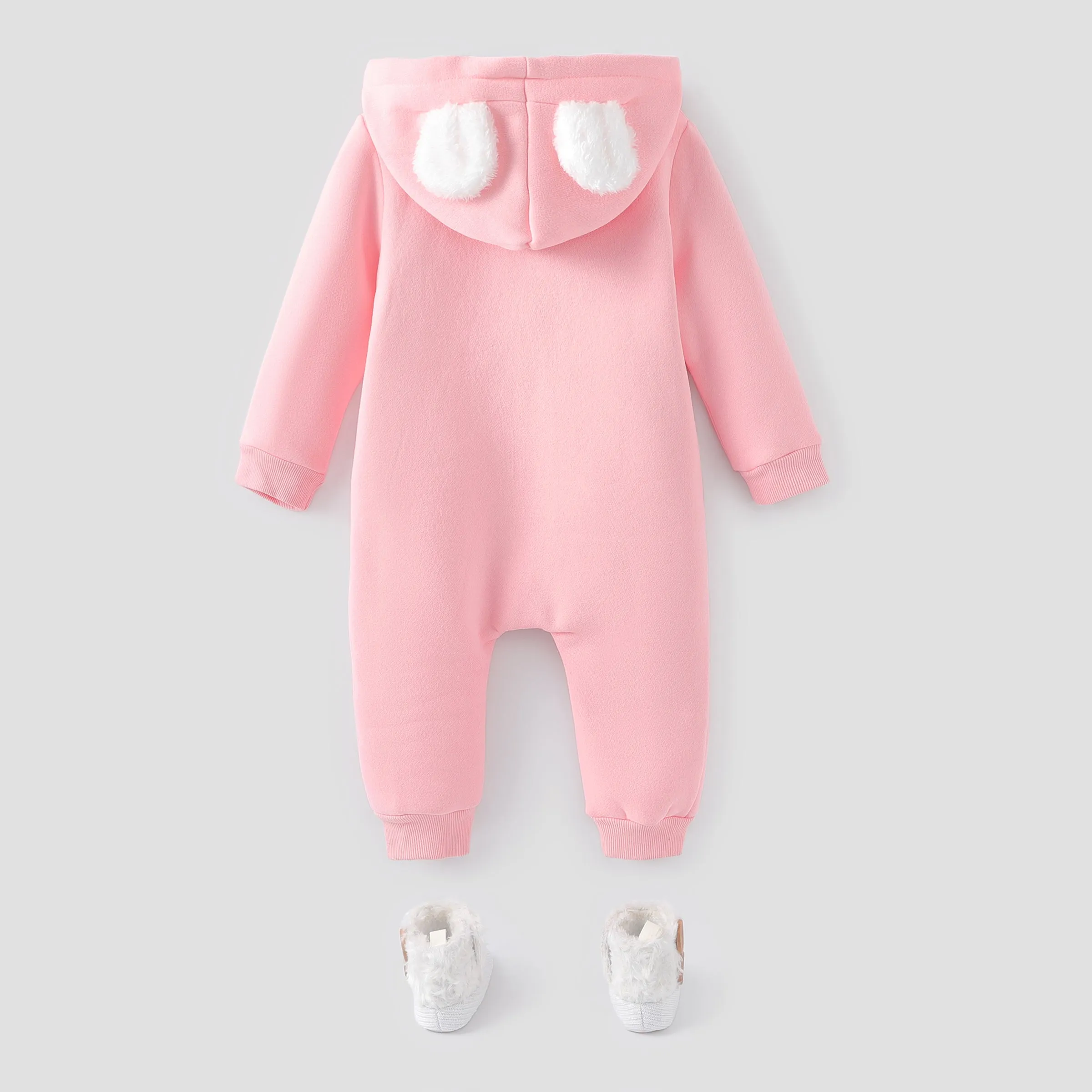 Baby Boy/Girl Cloud Design Thermal Fleece Lined Hooded Zipper Jumpsuit