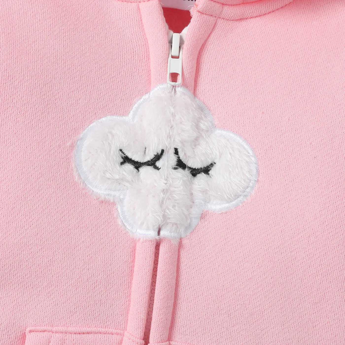 Baby Boy/Girl Cloud Design Thermal Fleece Lined Hooded Zipper Jumpsuit