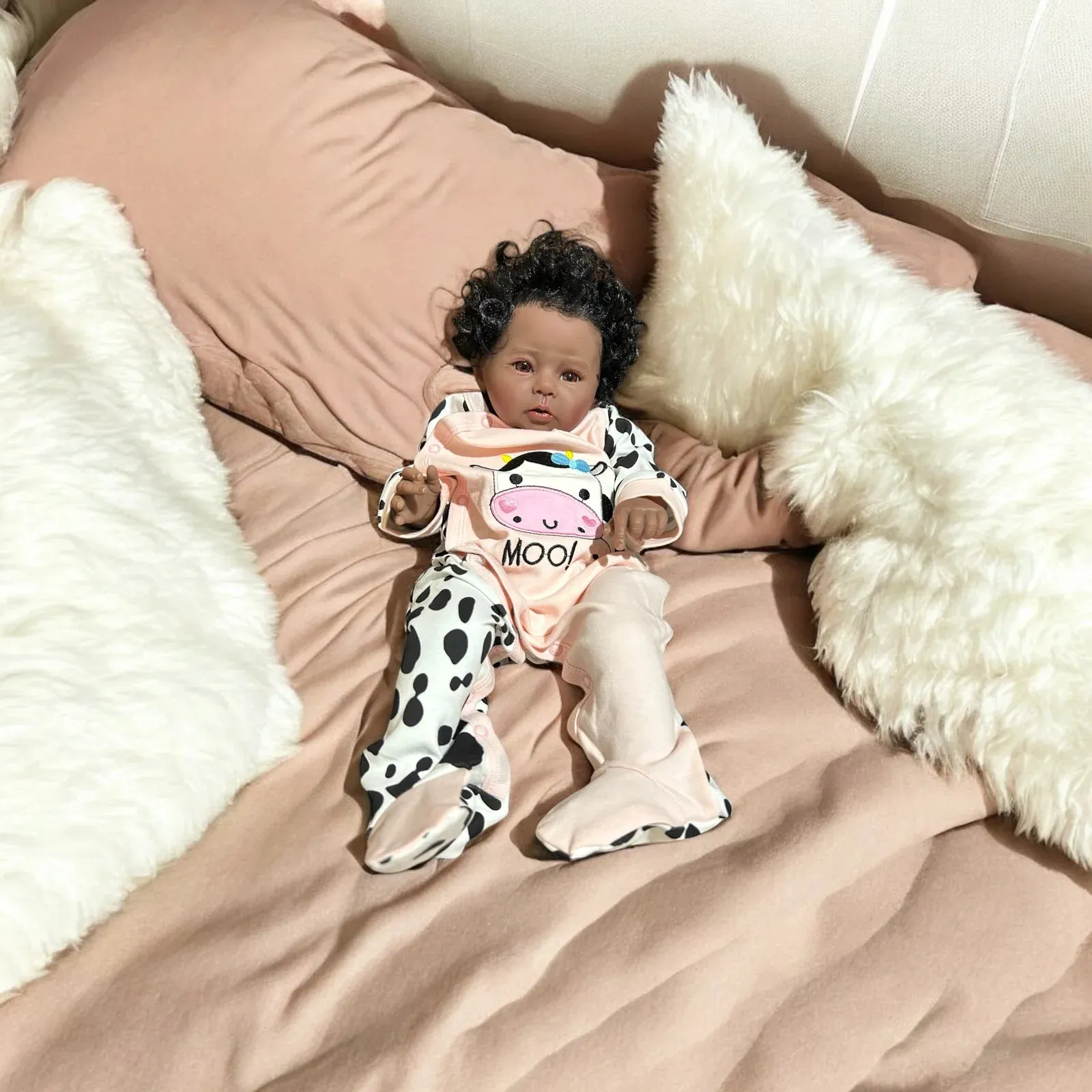 Baby Girl Cute Cow Print Footed Cotton Jumpsuit