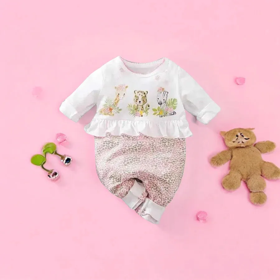 Baby Girl Jumpsuit Deer Heart Love Print Long