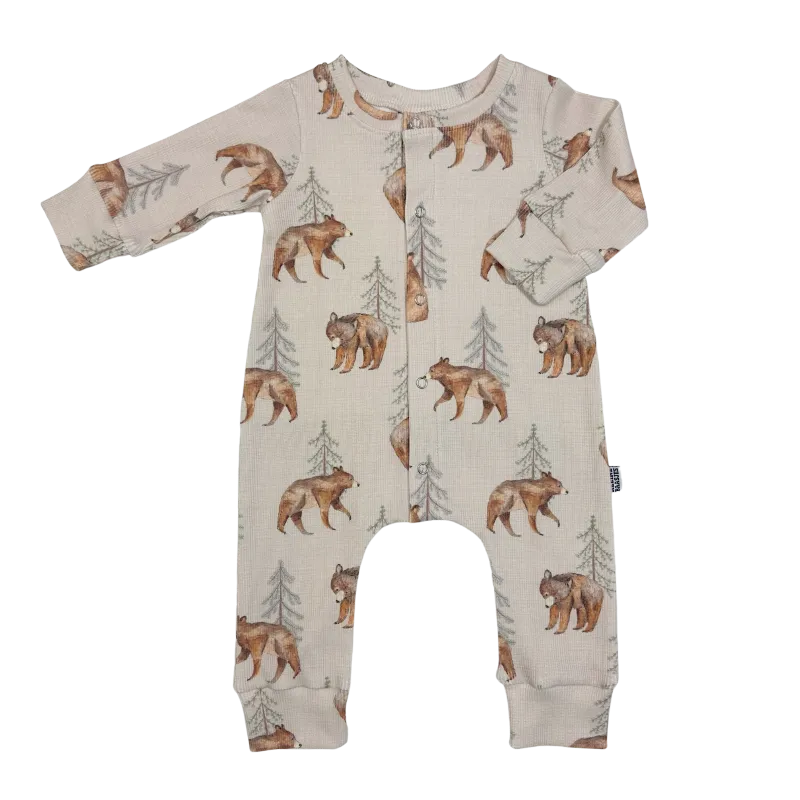 Baby Jumpsuit Rib Bears and Trees