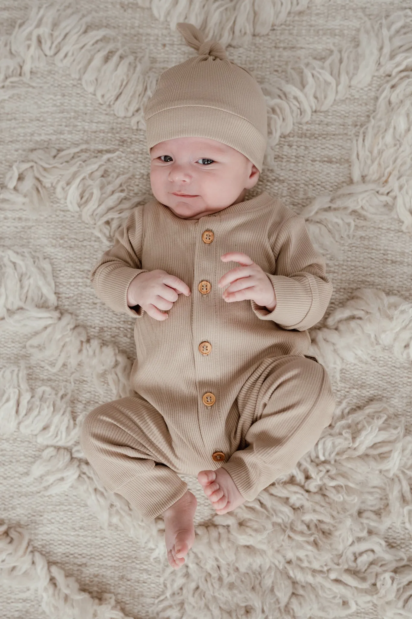 Baby Jumpsuit Rib Beige