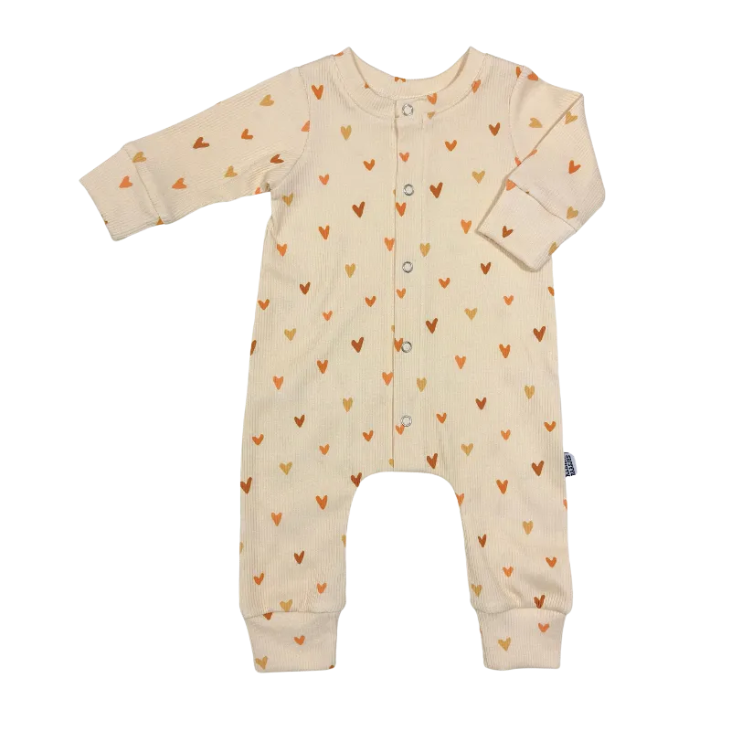 Baby Jumpsuit Rib Hartjes Creme