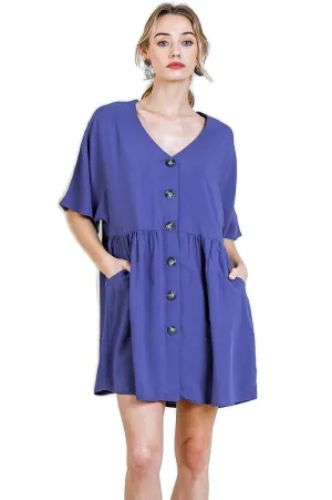 Babydoll Pocket Dress, Purple Blue