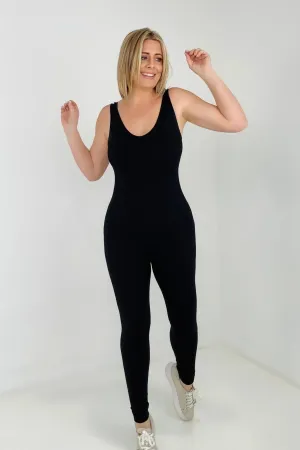 Back in Stock! Ribbed Sports Jumpsuit in Black