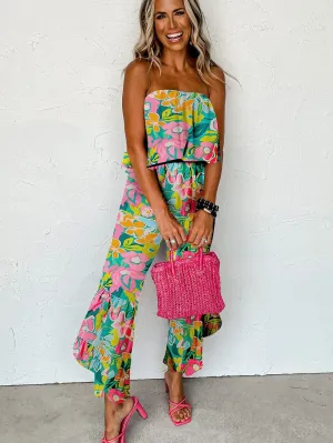 Bandeau Jumpsuit with Ruffle Detail