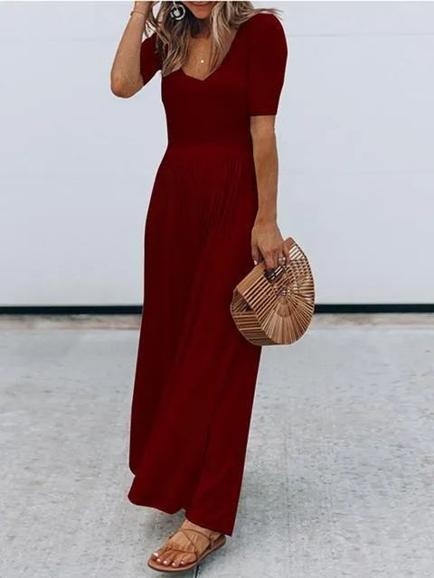 Basic Solid Color Draped Loose Jumpsuit