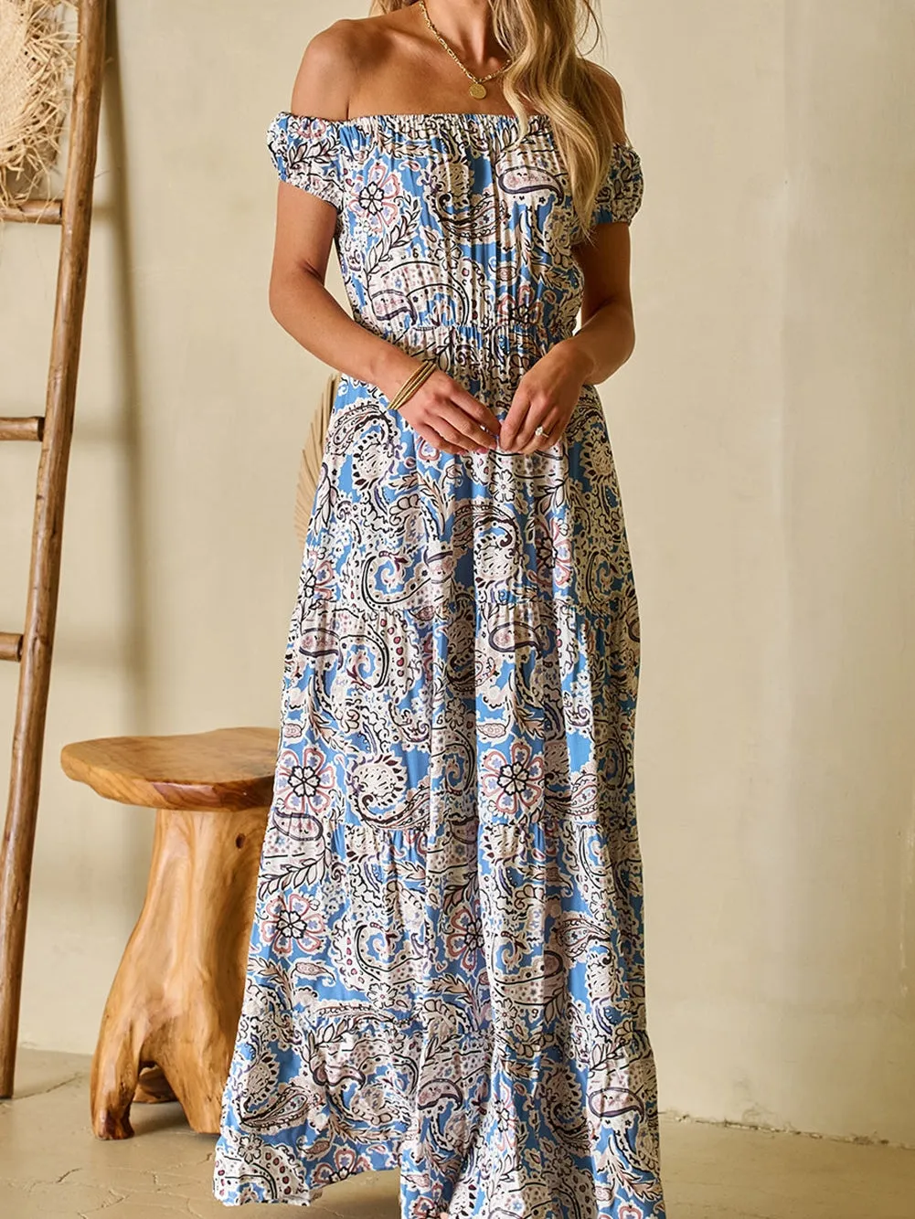 Beach-Ready Off-Shoulder Floral Maxi Dress