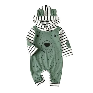 Bear Ears Hooded Baby Jumpsuit