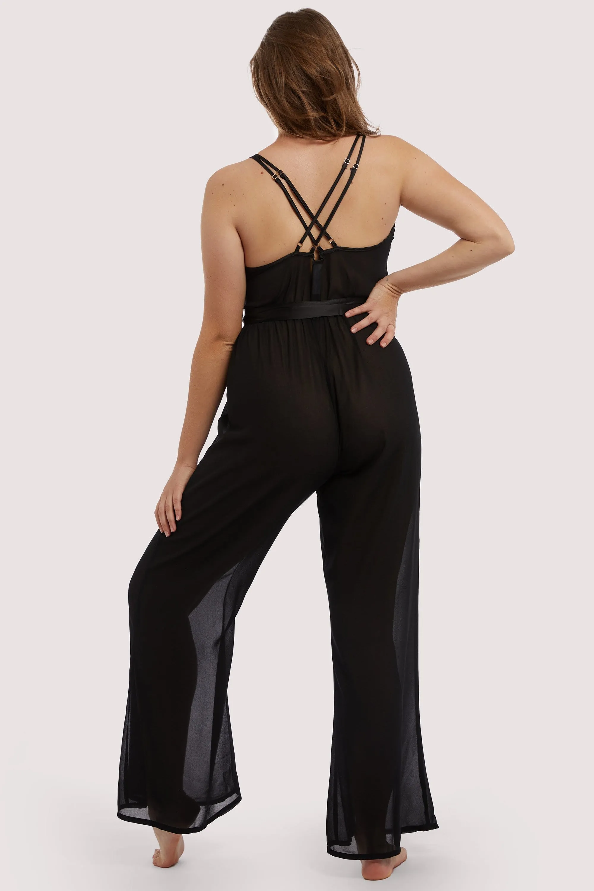 Belle Black Chiffon & lace Jumpsuit