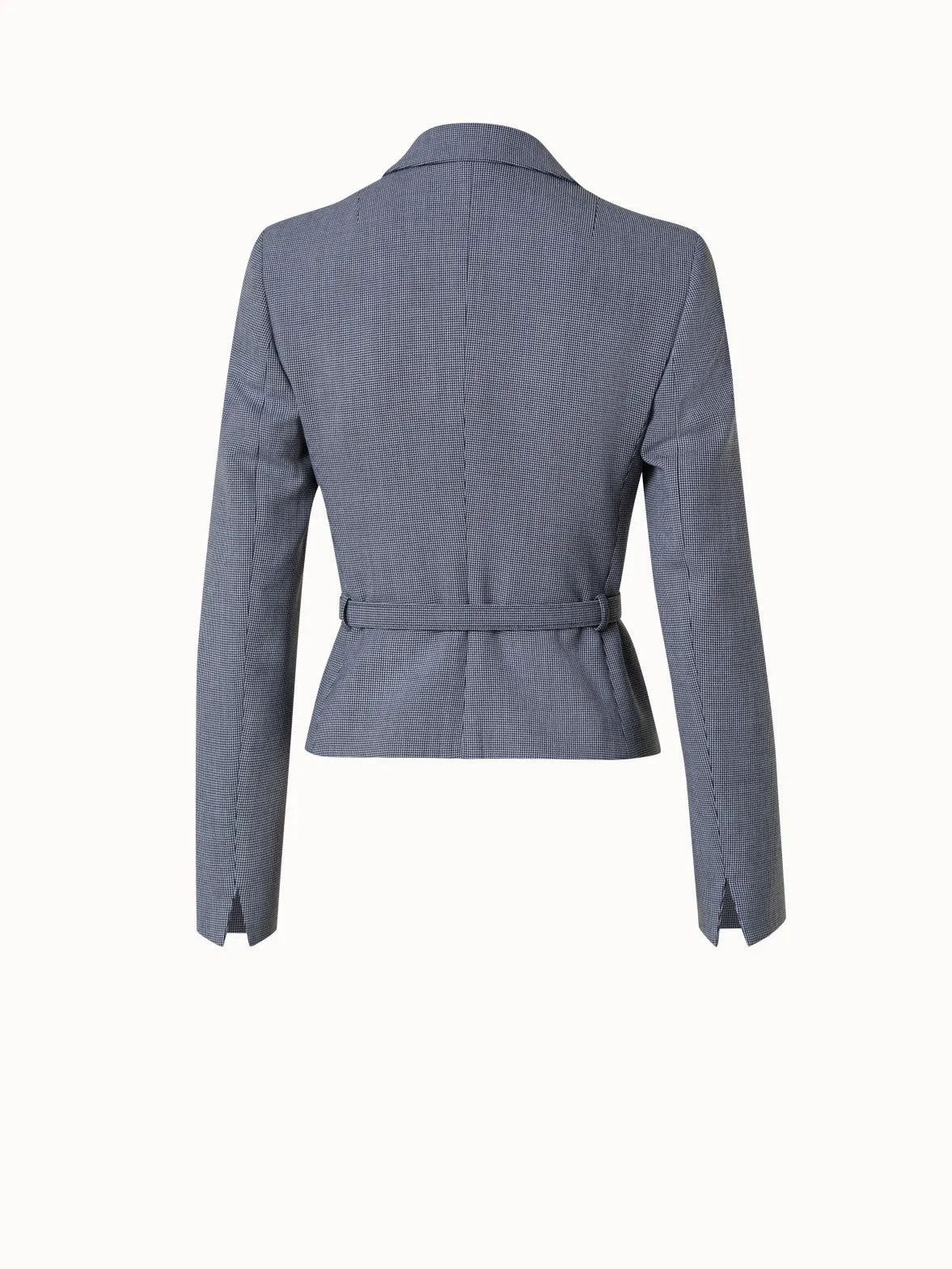 Belted Jacket in Micro Houndstooth Pebble Crêpe