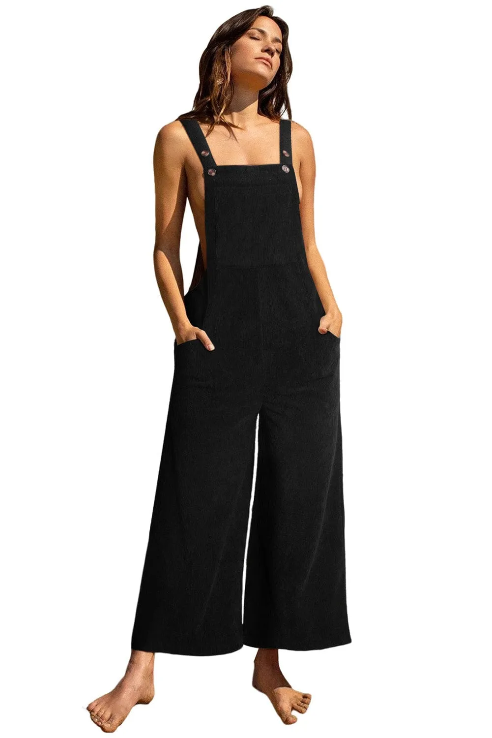 Belted Overall Jumpsuit with Flap Pockets for Women, Stylish Casual One-Piece Outfit for Spring & Summer