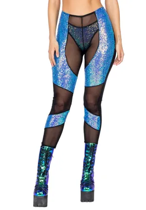 Black And Blue Mesh Sequin Chaps