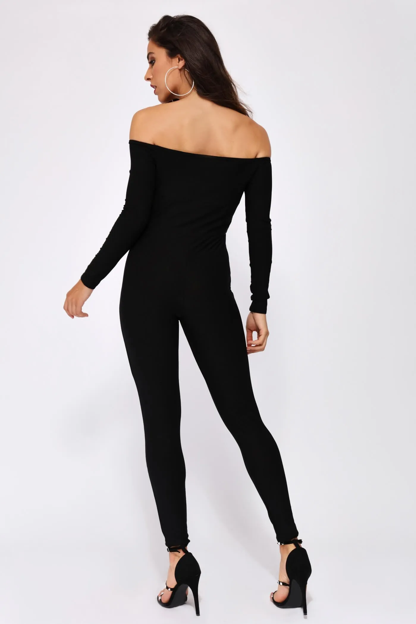 Black Bardot Corset Jumpsuit