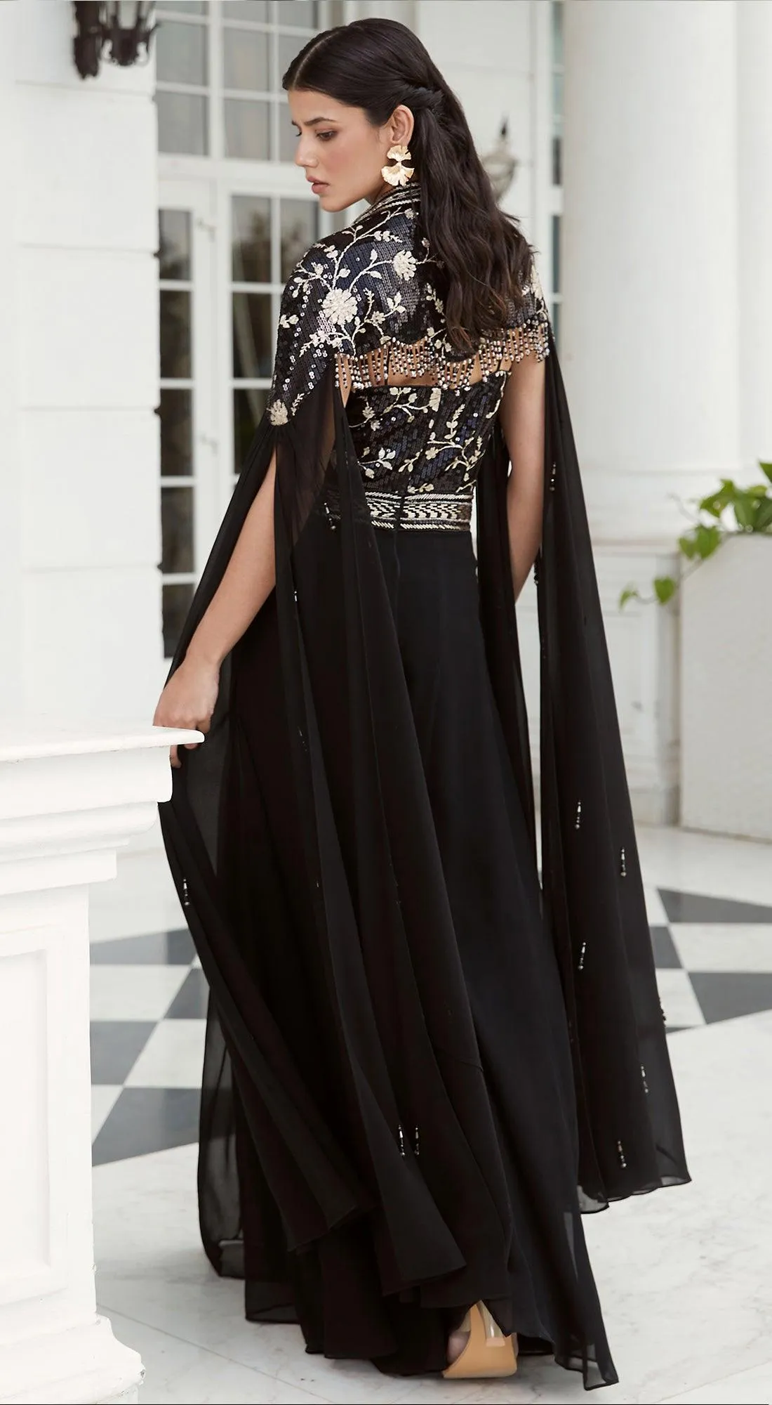 Black Jumpsuit With Attached Cape