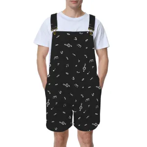 black music print Unisex Shorts Suspender Jumpsuit (Model L78)