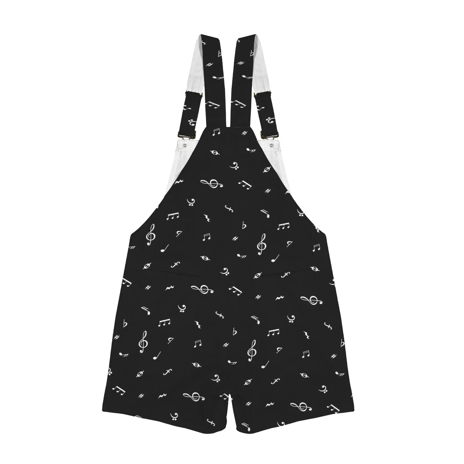 black music print Unisex Shorts Suspender Jumpsuit (Model L78)