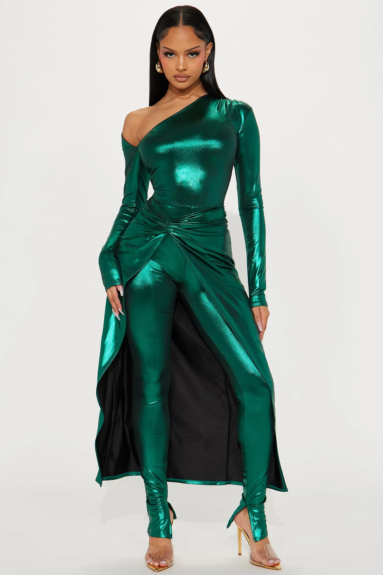 Blade Metallic Jumpsuit Set - Green