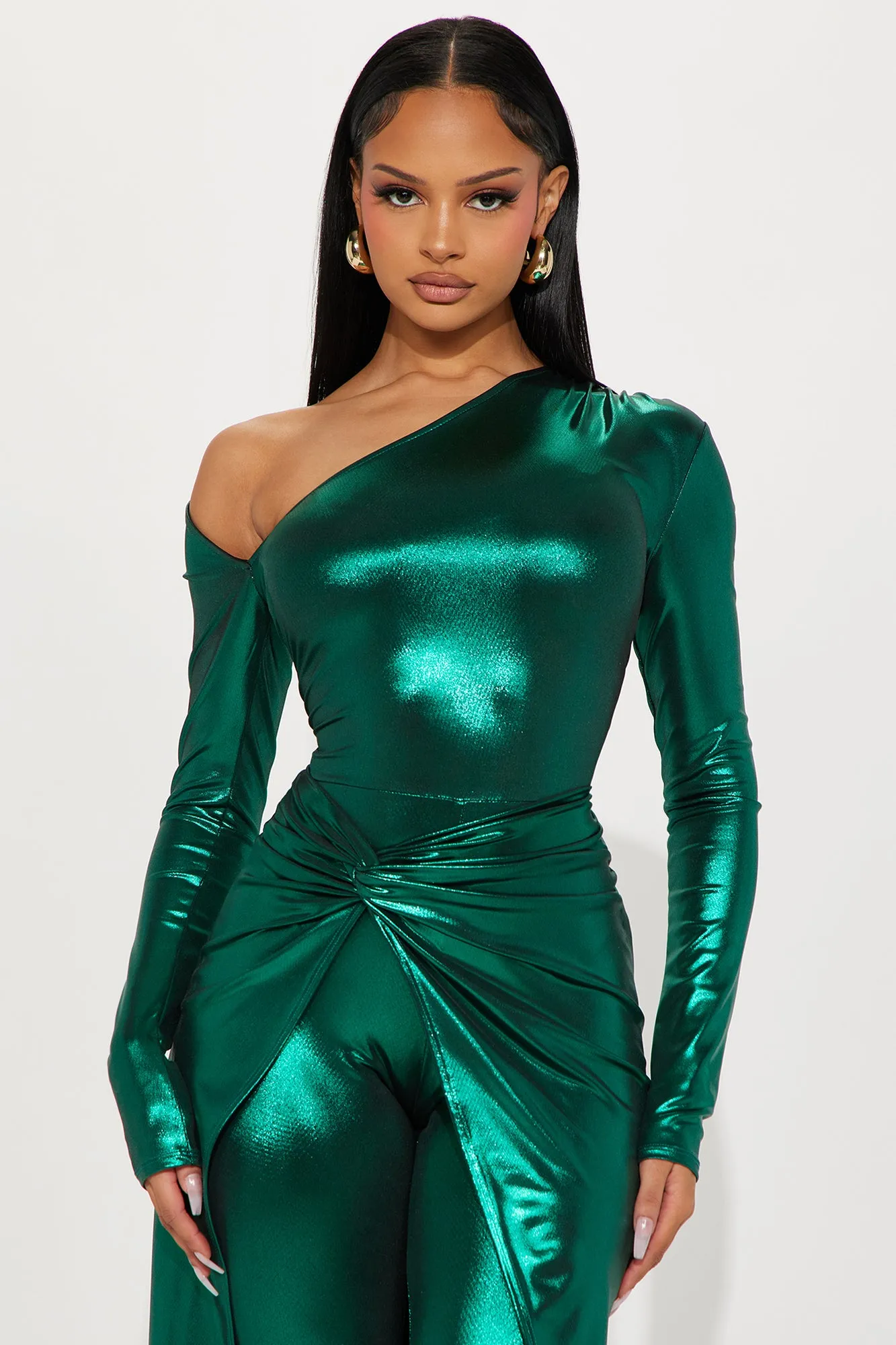 Blade Metallic Jumpsuit Set - Green